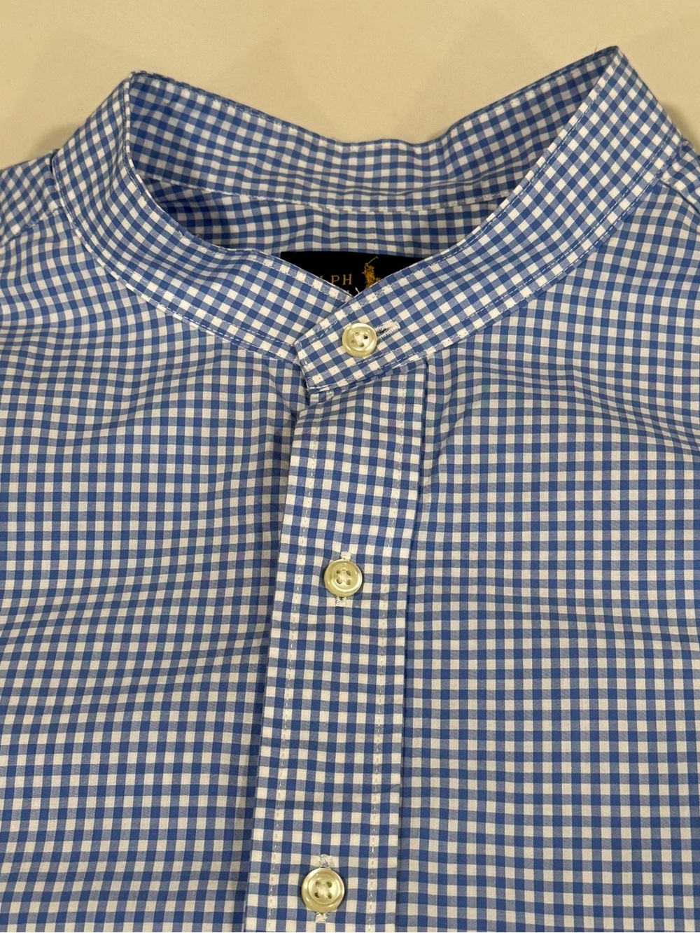 Ralph Lauren blue check Button Down Shirt Tall 3XL Postboy 3/4 sleeve